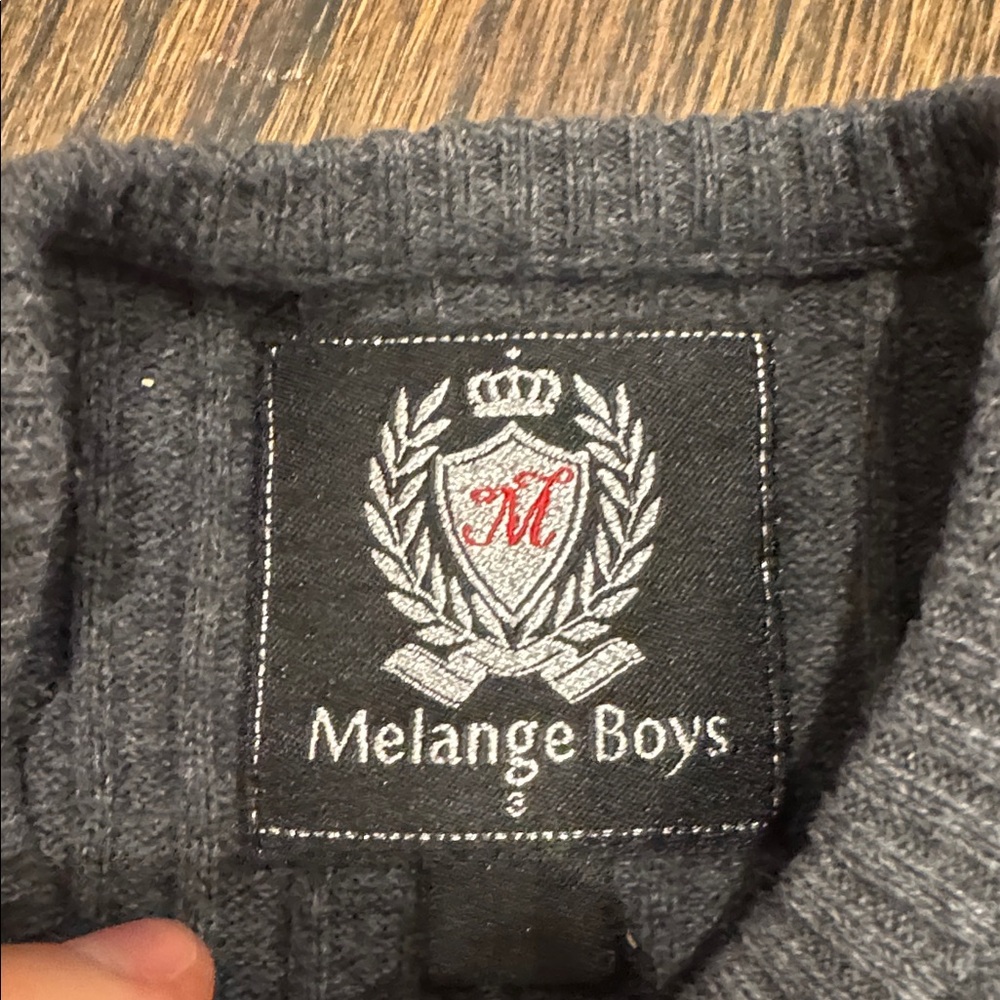 Gray Ribbed Sweater with Embroidered Crest - Picture 2 of 3